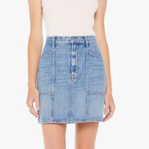 MOTHER The Lineup Swooner Mini Skirt Blue Denim 26